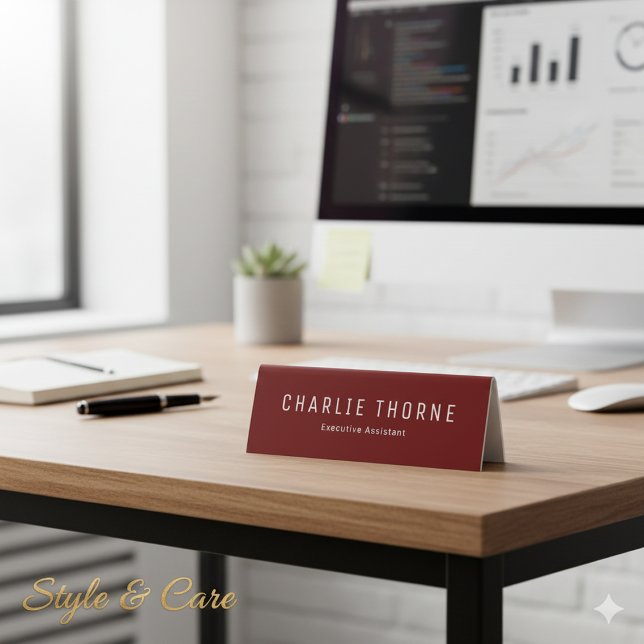 Elegant Deep Red Office Professionals Name Plate (Elegant Deep Red Office Professionals Name Plate Table Tent)