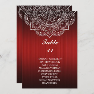 Elegant Deep Red Paisley Wedding Seating Chart Invitation