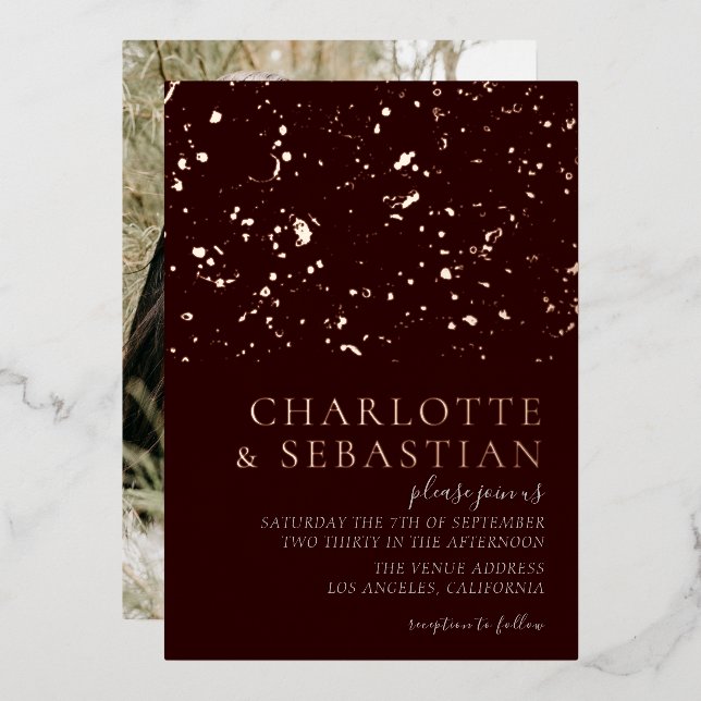 Elegant Deep Red Photo Wedding Personalised (Front/Back)