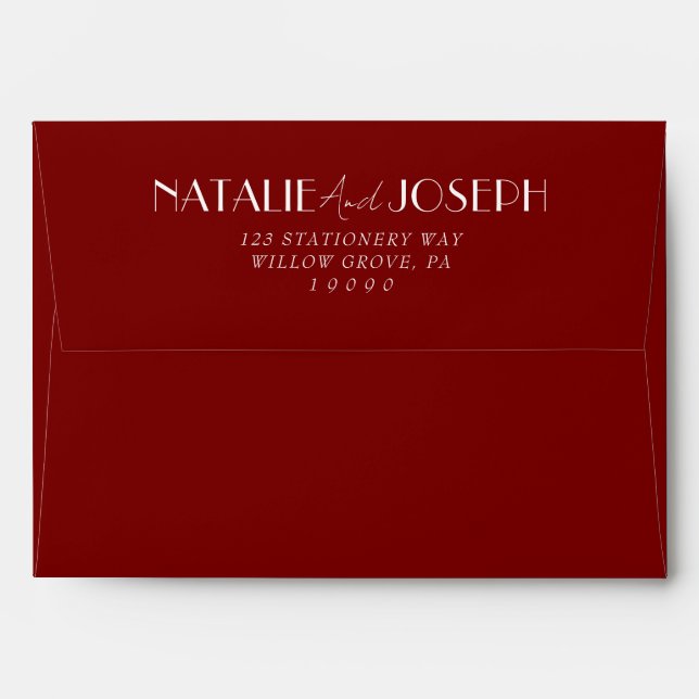 Elegant Deep Red Retro Burgundy Wedding Envelope (Back (Top Flap))