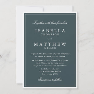 Elegant Deep Teal Framed Wedding Invitation