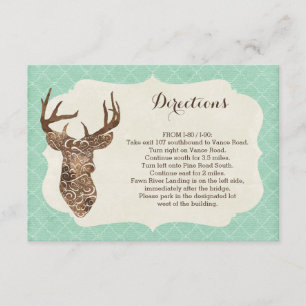 Elegant Deer Antlers Rustic Country Directions Enclosure Card