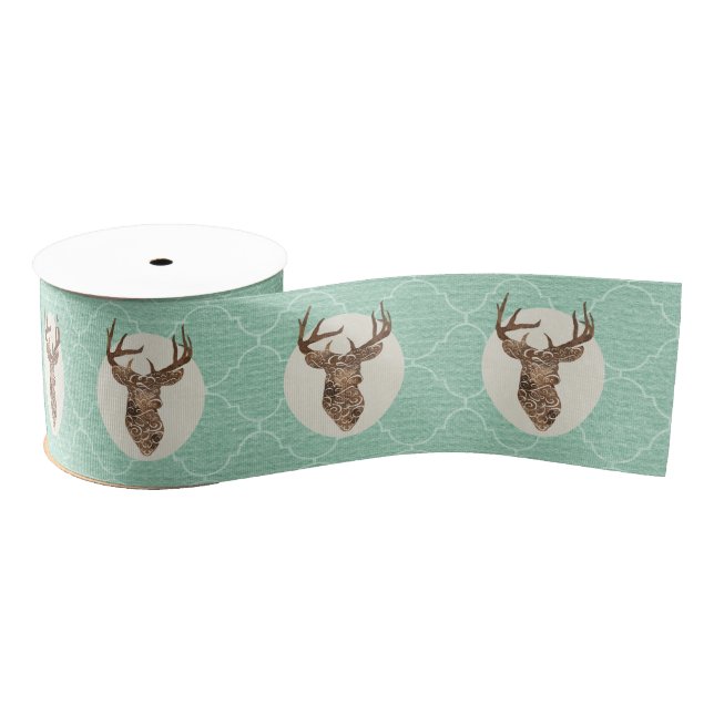 Elegant Deer Antlers Rustic Country Wedding Grosgrain Ribbon (Spool)
