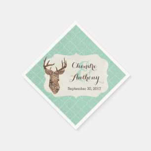 Elegant Deer Antlers Rustic Country Wedding Napkin