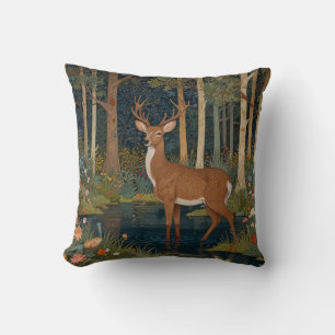 Elegant deer art boho woodland forest greenery cushion