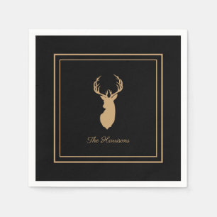 Elegant Deer Black & Tan Farmhouse Style Napkin