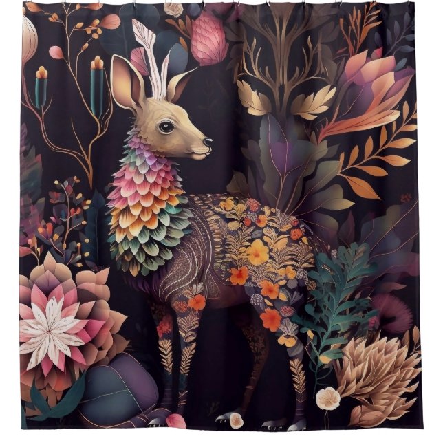 Elegant Deer Design Shower Curtain (Front)