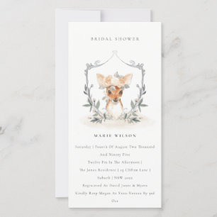 Elegant Deer Floral Crest Bridal Shower Invite