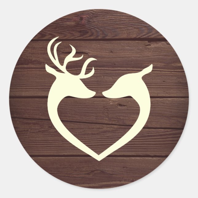 Elegant Deer Heart Rustic Wood Envelope Seal (Front)