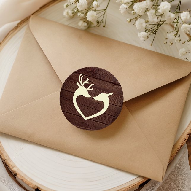 Elegant Deer Heart Rustic Wood Envelope Seal (Creator Uploaded)