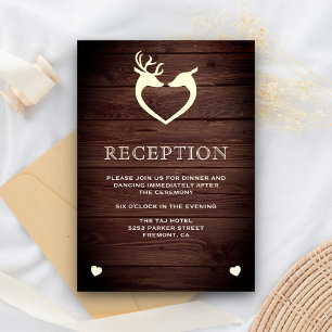 Elegant Deer Heart Rustic Wood Reception Enclosure Card