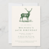 Elegant Deer Hunting Green Adult Birthday Party