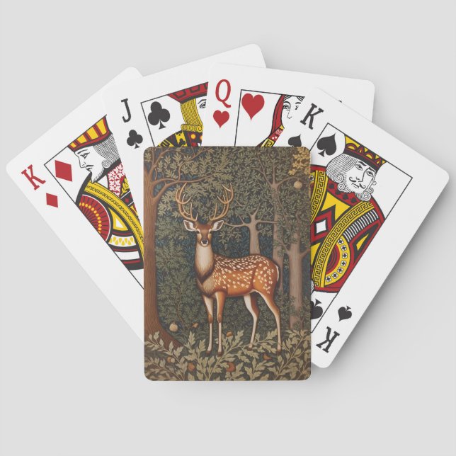 Elegant Deer In Oak Tree Forest Playing Cards (Back)