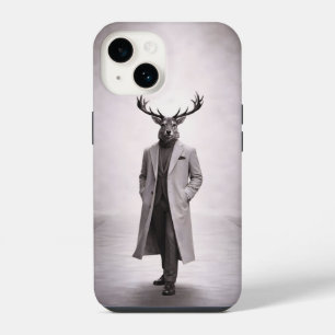 Elegant Deer in Tailored Coat Portrait iPhone 14 Case