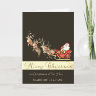 Elegant Deers Santa Claus Sleight Holiday Card