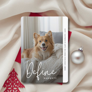 Elegant Define Naughty Funny Christmas Dog photo  Holiday Card
