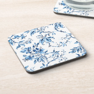 Elegant Delft Blue and White Floral Coaster