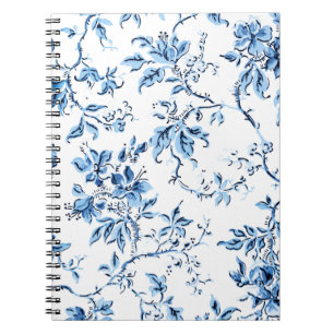 Elegant Delft Blue and White Floral Notebook