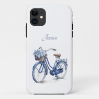 Elegant Delft Blue Floral Bicycle Personalised