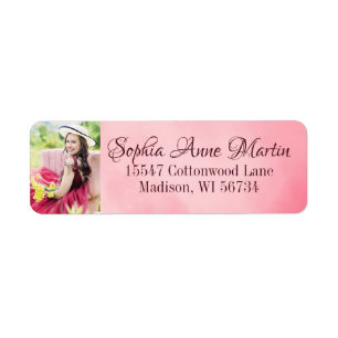 Elegant Delicate and Feminine Pink Photo Address Return Address Label