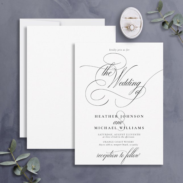 Elegant Delicate Black Modern Calligraphy Classic Invitation (Creator Uploaded)