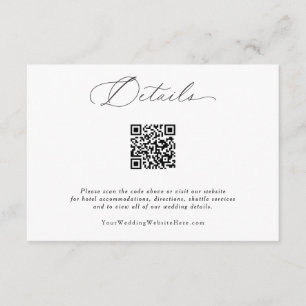 Elegant Delicate Calligraphy QR Wedding Details Enclosure Card
