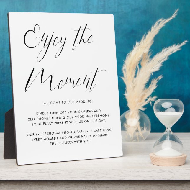 Elegant Delicate Calligraphy Unplugged Wedding Plaque (Side)