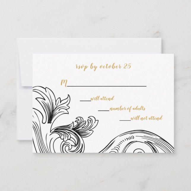 Elegant Delicate Floral Wedding  RSVP Card (Front)