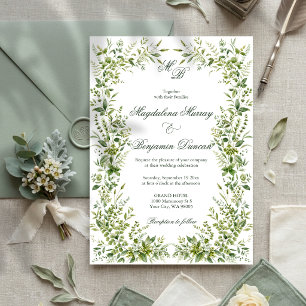 Elegant Delicate Greenery Botanical Garden Wedding Invitation
