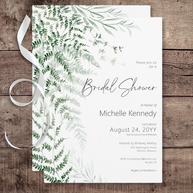 Elegant Delicate Greenery Ferns Bridal Shower Invitation (Elegant Delicate Greenery Ferns Bridal Shower Invitation)