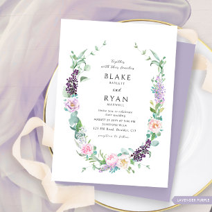 Elegant Delicate Lavender, Purple, Pastel Wedding Invitation