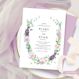 Elegant Delicate Lilac, Purple and Pink Wedding Invitation