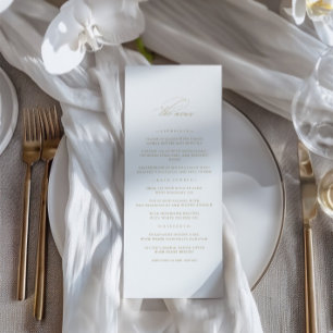 Elegant Delicate Minimalist White Wedding Menu