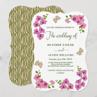 Elegant Delicate Purple Orchids Bohemian Botanical Invitation
