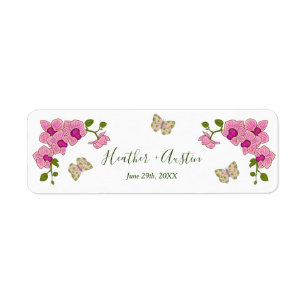 Elegant Delicate Purple Orchids Bohemian Botanical Return Address Label