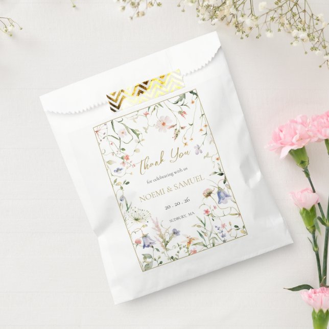 Elegant Delicate Watercolor Wildflower Wedding Favour Bag (Sealed)