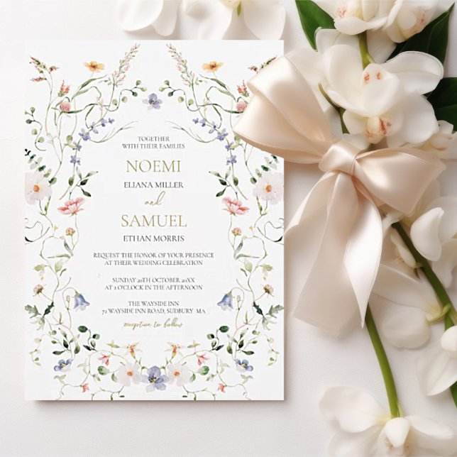  Elegant Delicate Watercolor Wildflower Wedding Invitation (Creator Uploaded)