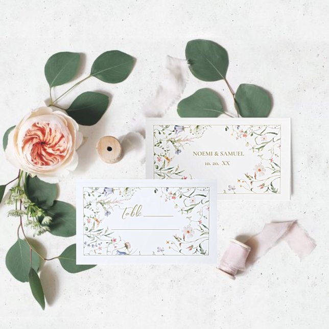 Elegant Delicate Watercolor Wildflower Wedding Place Card (Creator Uploaded)