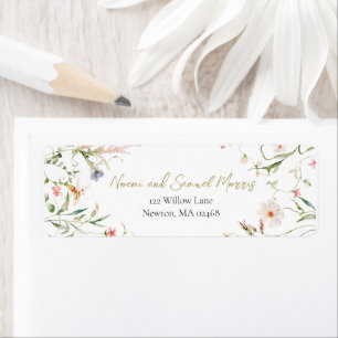 Elegant Delicate Watercolor Wildflower Wedding Return Address Label