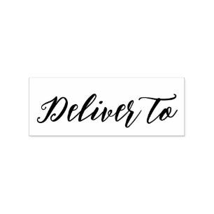 Elegant "Deliver To" Pretty Script Rubber Stamp 
