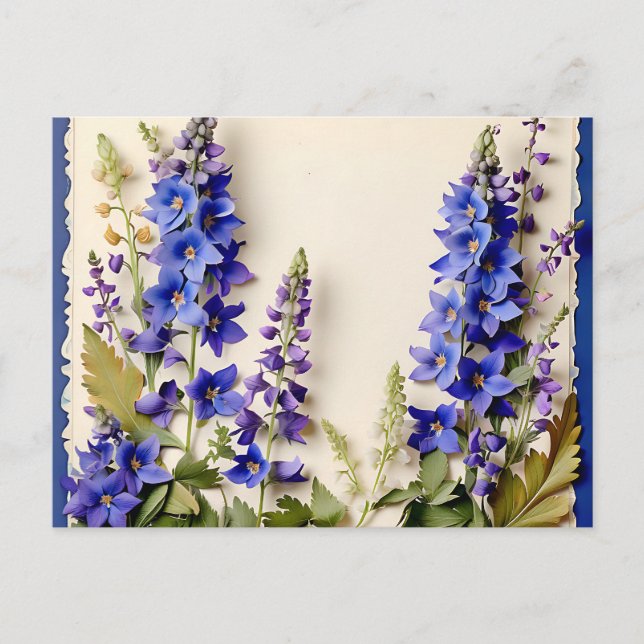 Elegant Delphinium Flowers Postcard (Front)