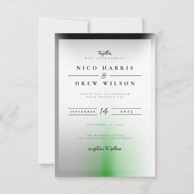 Elegant Demiromantic Pride Wedding  Invitation (Front)