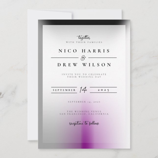 Elegant Demisexual Pride Wedding  Invitation (Front)