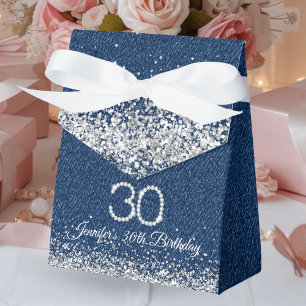 Elegant Denim & Diamonds 30th Birthday Favour Box