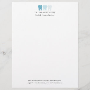 Elegant dentist airy light blue professional custom letterhead