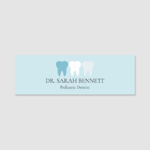 Elegant dentist aqua blue professional name tag