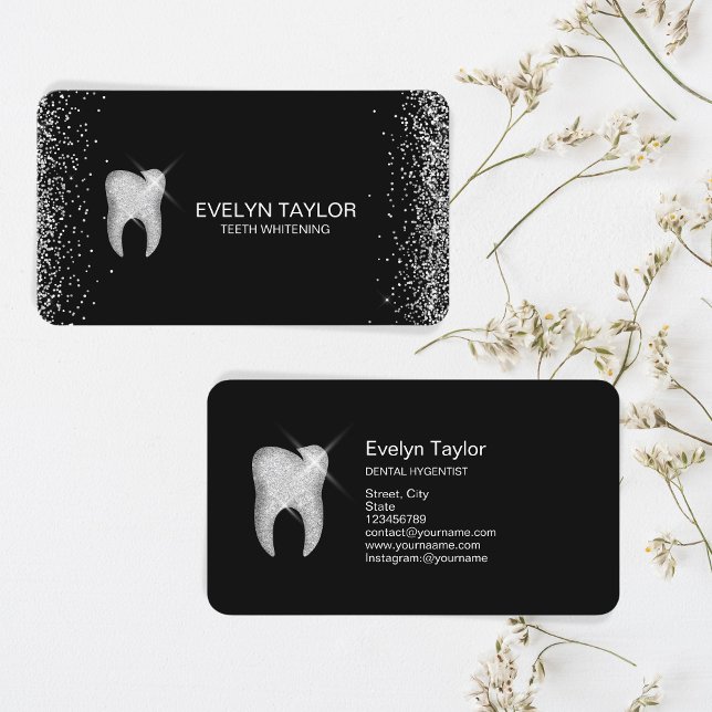 Elegant Dentist Dental Clinic Teeth Whitening Business Card (Creator Uploaded)
