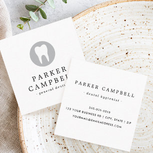 Elegant dentist dental tooth logo minimalist white square business card