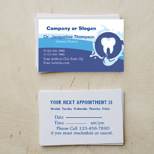 Elegant Dentist Tooth Logo Appointment Business Card