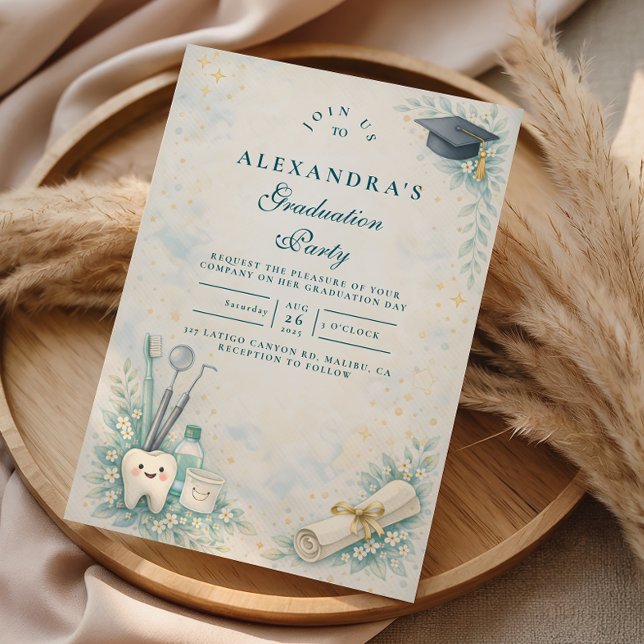 Elegant Dentist White Coat Graduation Invitation (Creator Uploaded)